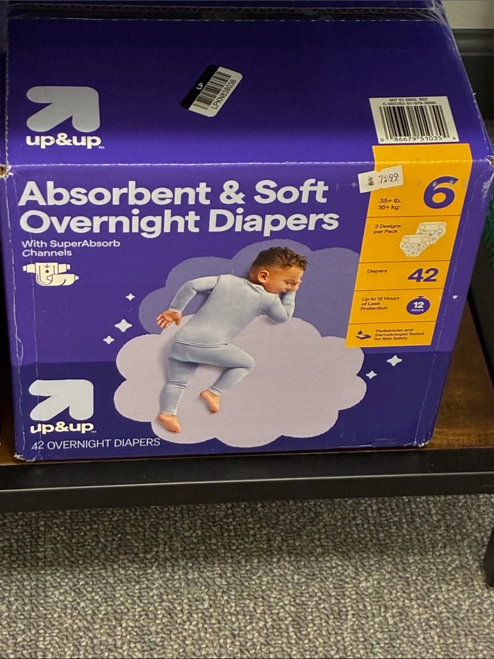 up&up Absorbent & Soft Overnight Diapers - Purple (Size 6)